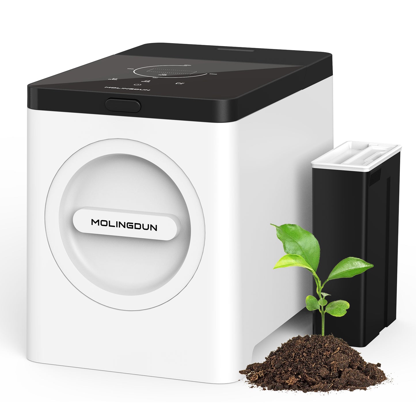MOLINGDUN 3L Electric Composter for Kitchen, Countertop Compost bin, One Touch Smart Model Handle Kitchen Waste, with Triple Grinding Blade, Carbon Filter, Auto-Cleaning, LED Touch Screen